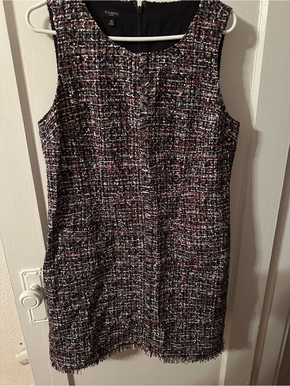 Talbots Multicolor Tweed Sheath Dress - Black with Pink and White Flecks
